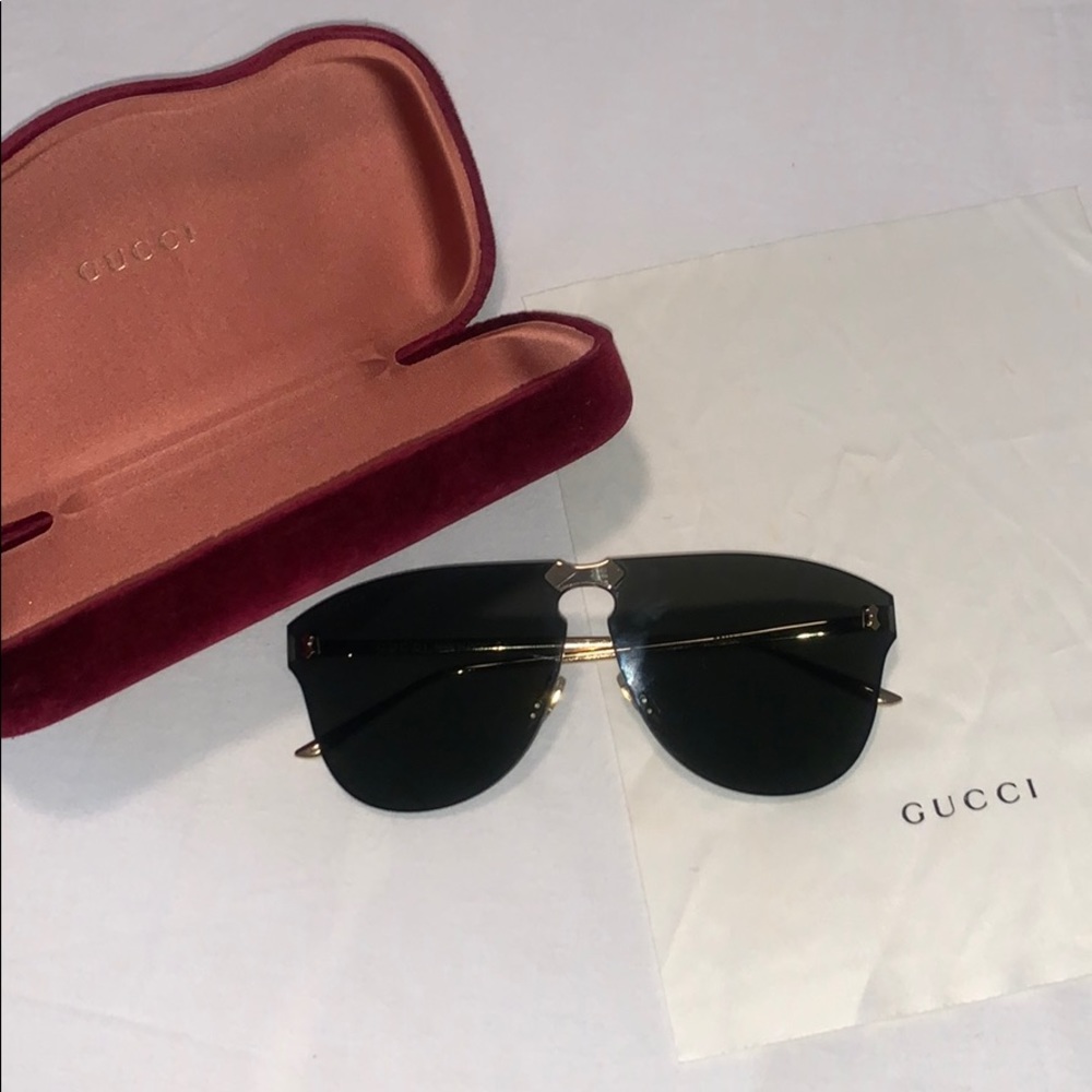 Gucci Rimless Sunglasses Grey & Gold GG0354S